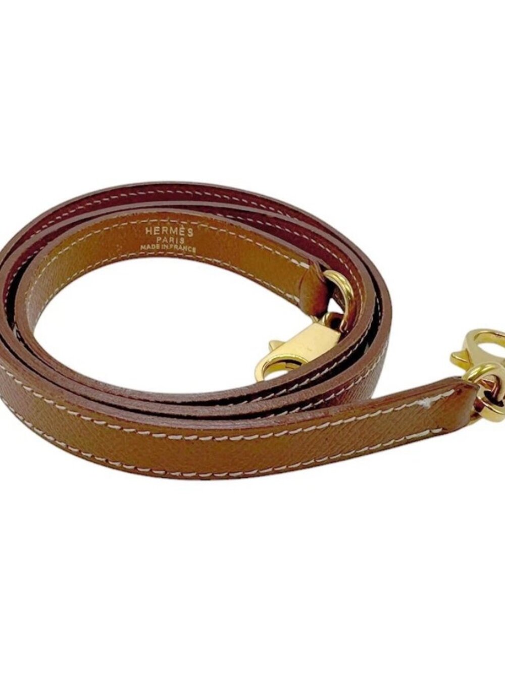 HERMES Shoulder strap gold Couchevel leather